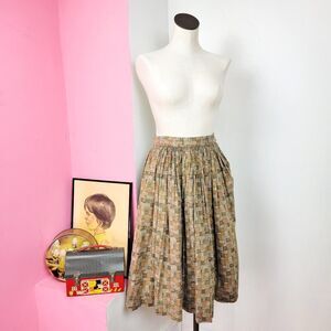 Vintage 1950s Handmade Printed Full Skirt